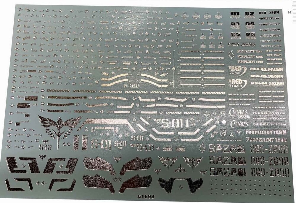 Decal 61698 MG MSN-04 Sazabi Silver or Gold