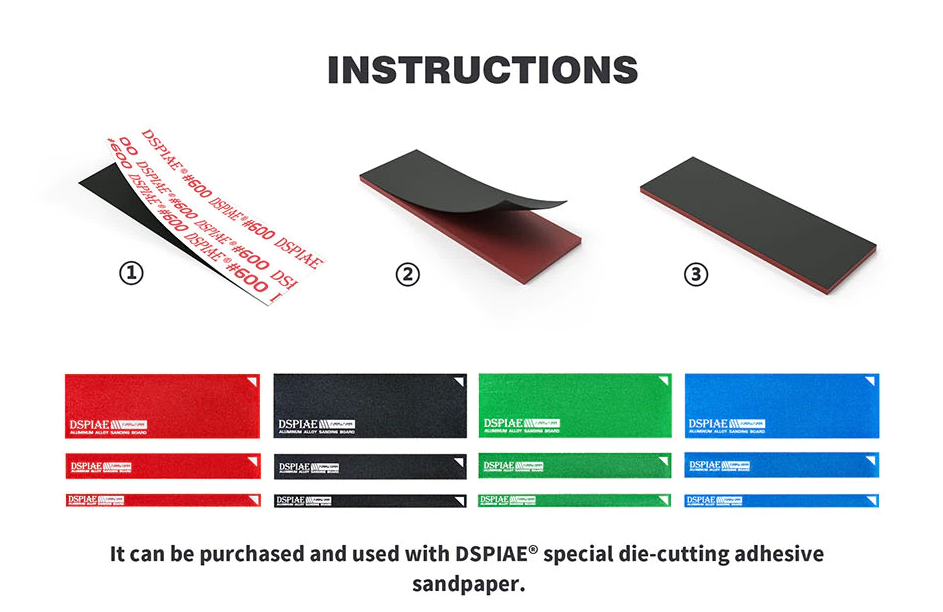 DSPIAE Aluminum Alloy Sanding Board AS-15 4pcs