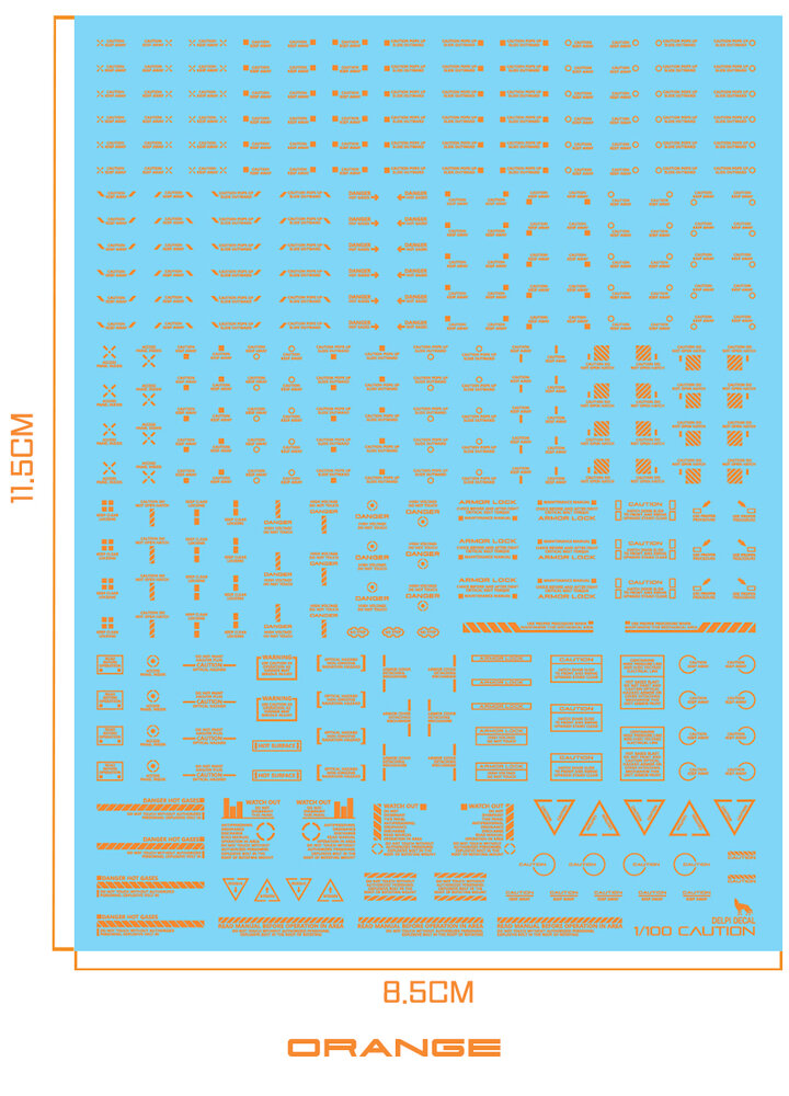 Delpi-Decal 1/100 Caution Signs Orange