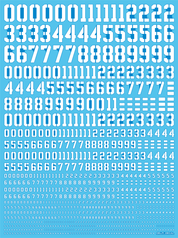 Delpi-Decal Numbers Universal White
