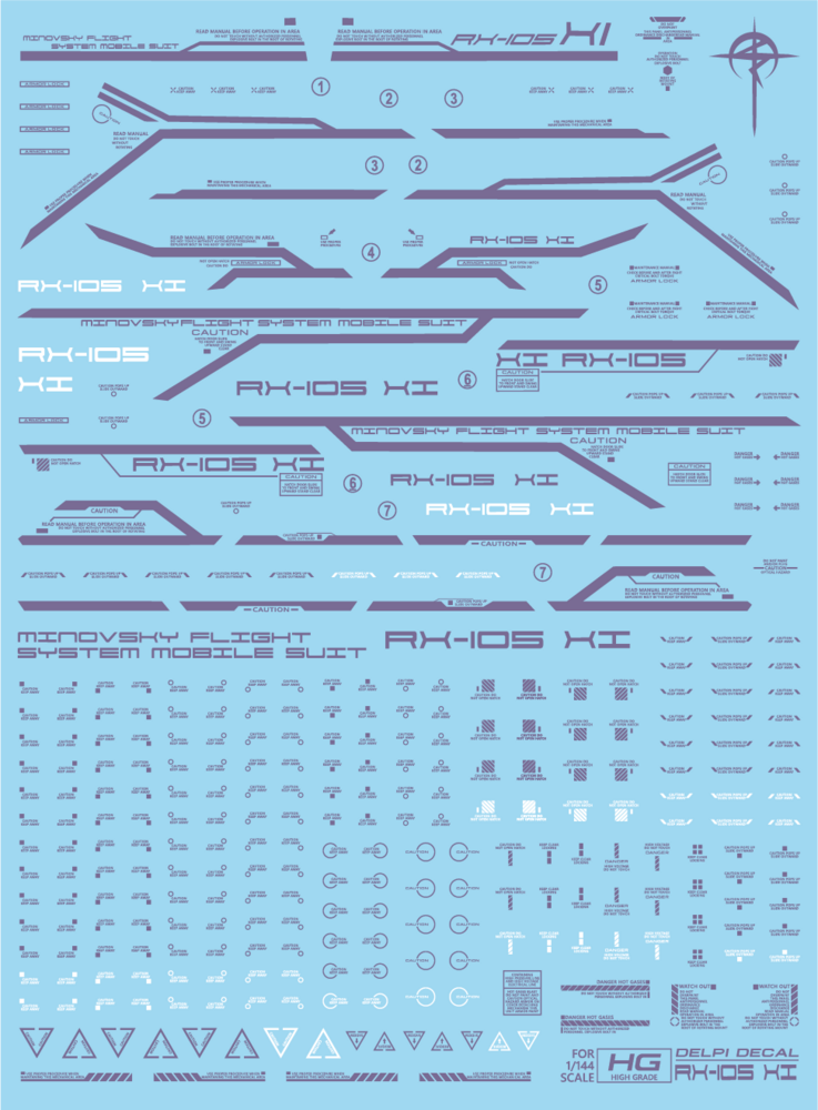 Delpi-Decal HG RX-105 XI Purple White Holo