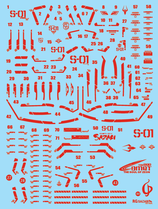 Delpi-Decal  RG Sazabi Red Holo