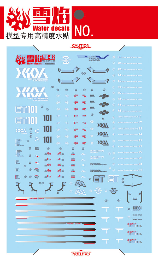Flaming-Snow MG-02 Freedom 2.0 ZGMF-10A + Base Decals Fluorescent
