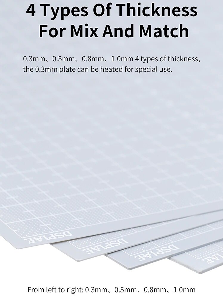 DSPIAE PC Series Pla Plate for Modelling 3pcs. Available in 4 Sizes