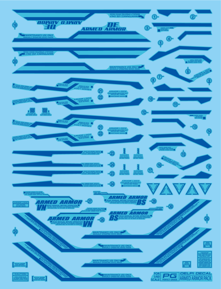 Delpi-Decal PG Armed Armor Pack for Banshee Perfectibility Blue Holo