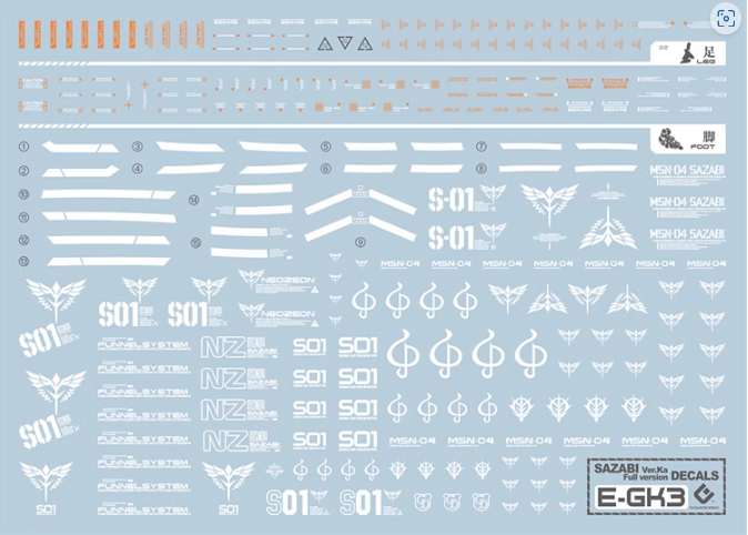 Evolution Studio MG Sazabi Ver.Ka Decal