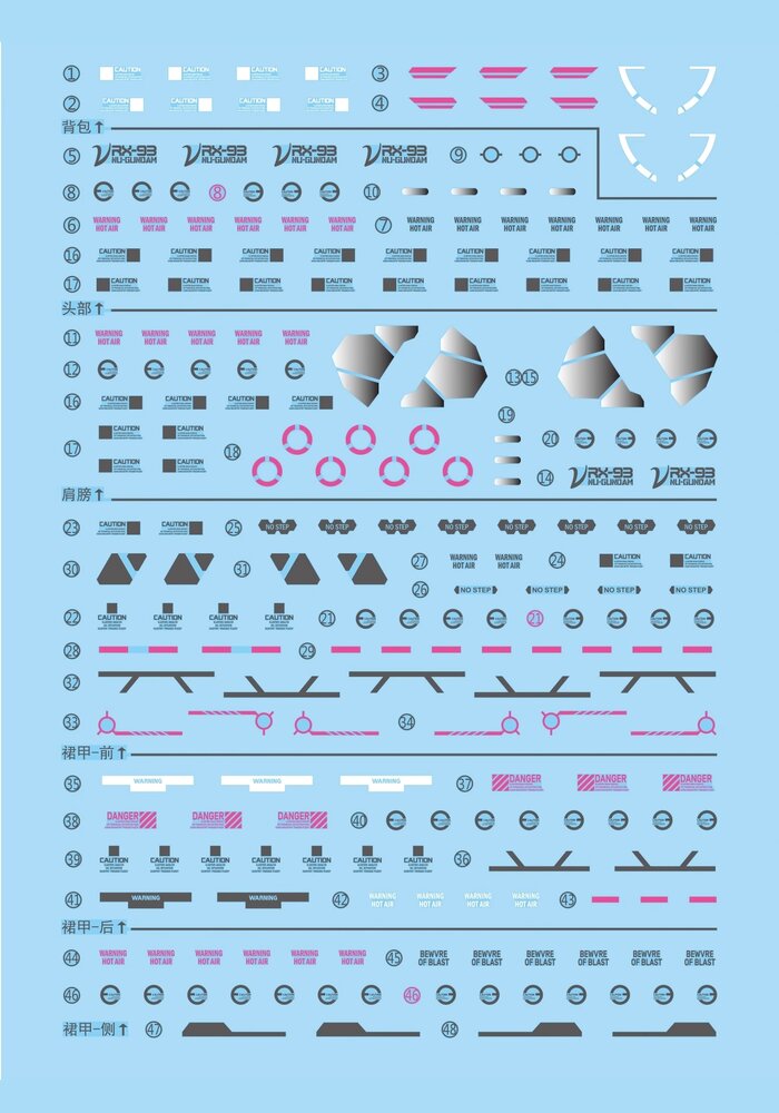 Flaming-Snow PG-NU RX-93 Nu Gundam Fluorescent Decals