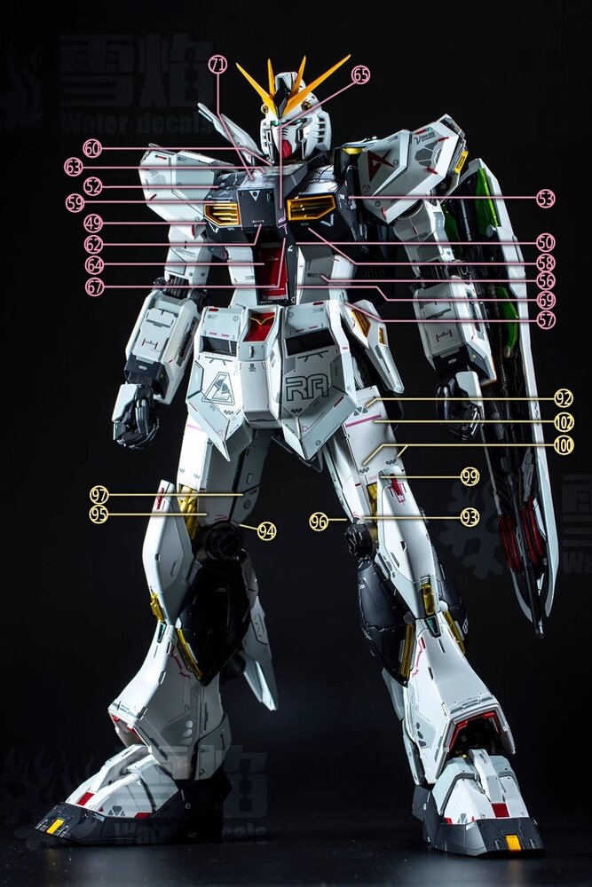 Flaming-Snow PG-NU RX-93 Nu Gundam Fluorescent Decals