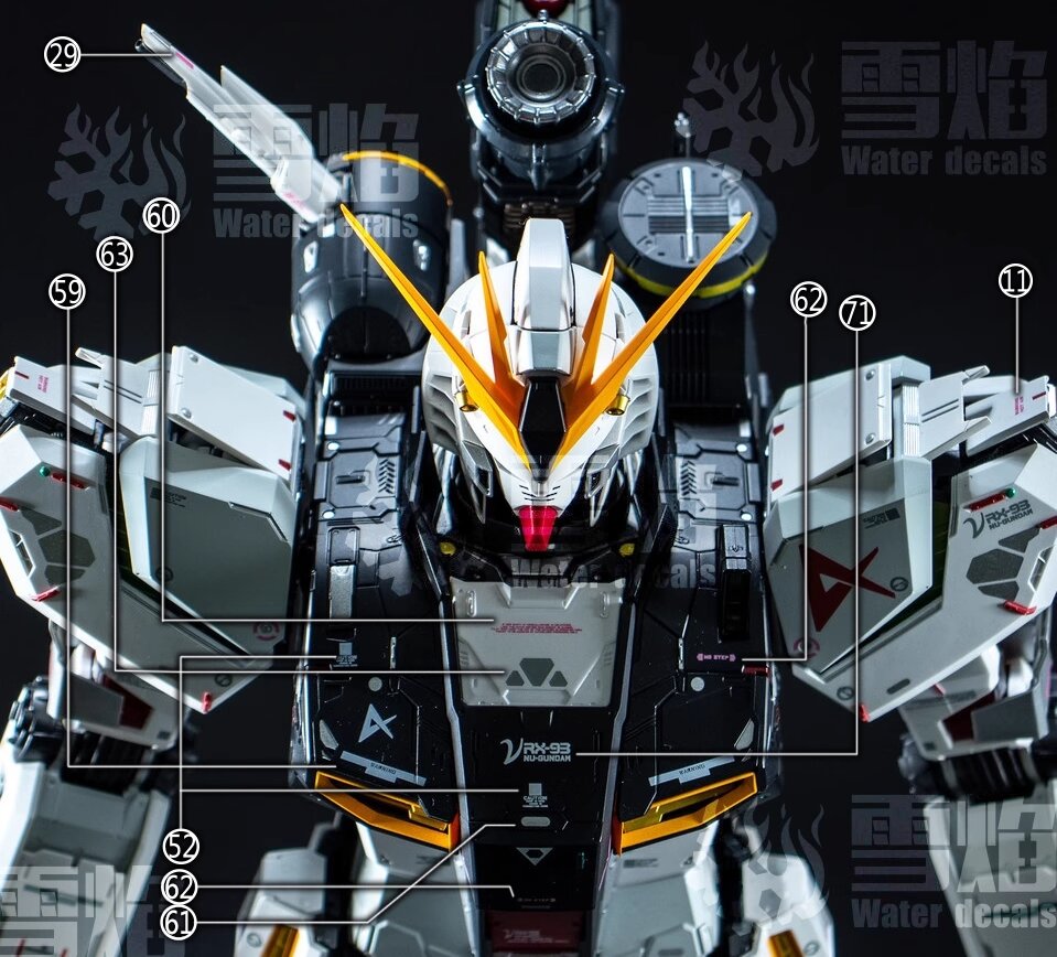 Flaming-Snow PG-NU RX-93 Nu Gundam Fluorescent Decals