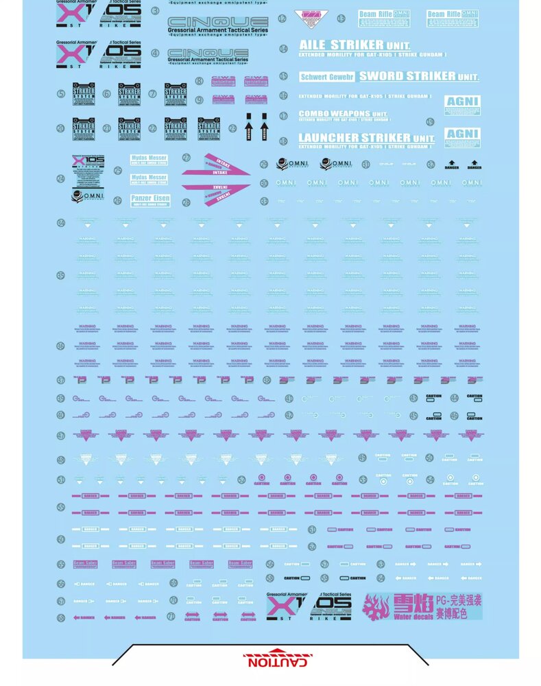Flaming-Snow PG-15 Perfect Strike + Skygrasper Cyberised Color Fluorescent Decals