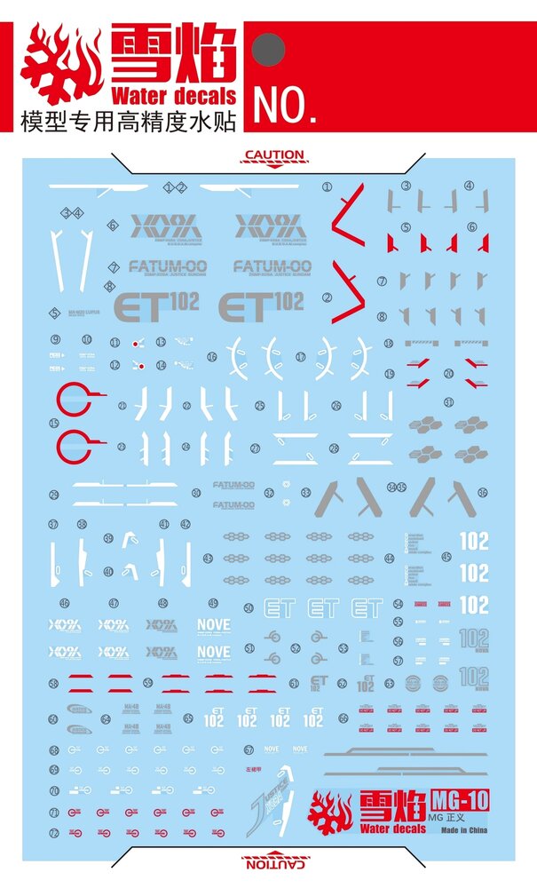 Flaming-Snow MG-10 Justice Gundam Fluorescent Decals