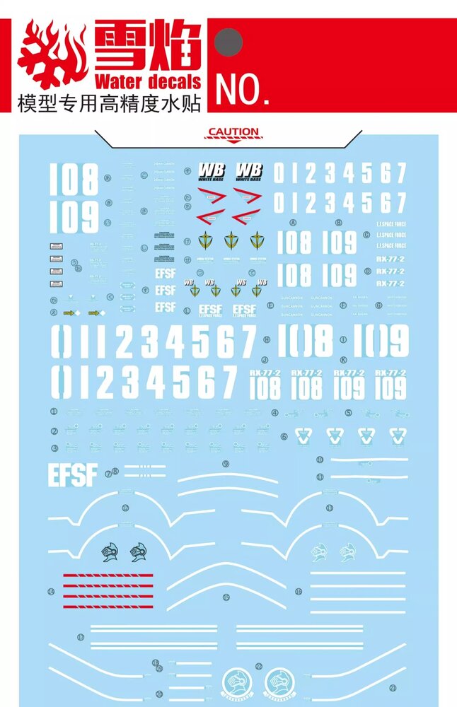 Flaming-Snow MG-99  RX-77-2 Guncannon Fluorescent Decals