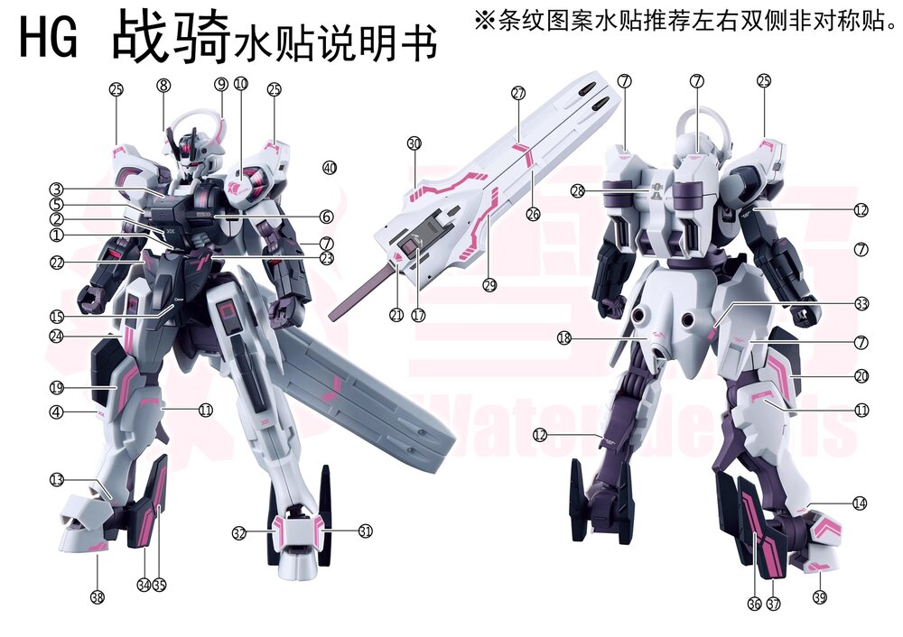 Flaming-Snow HG-76 Gundam Schwarzette Fluorescent Decals