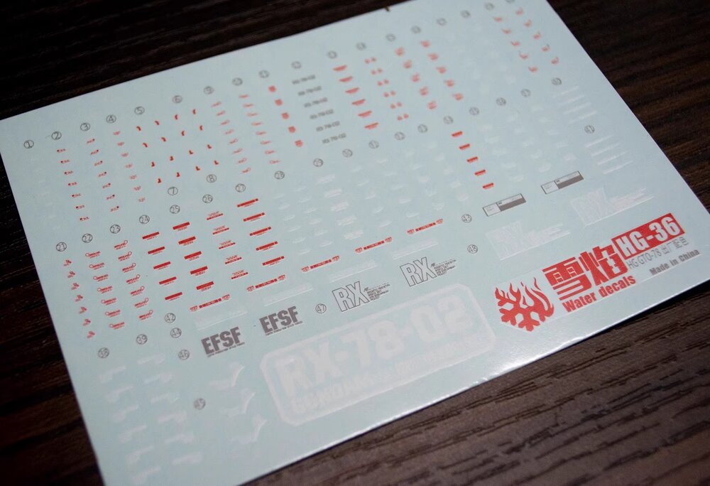 Flaming-Snow HG-36 RX-78-2 Rollout Color Fluorescent Decals