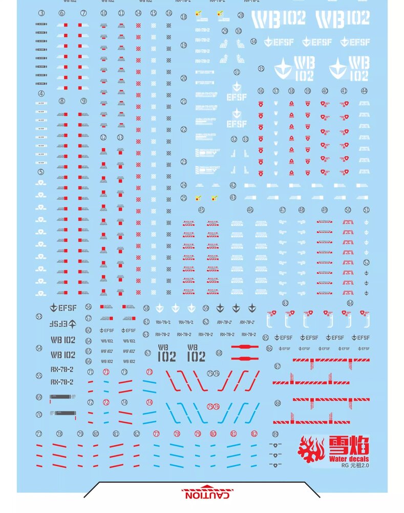 Flaming-Snow RG-56 RX-78-2 Ver 2.0 Fluorescent Decals
