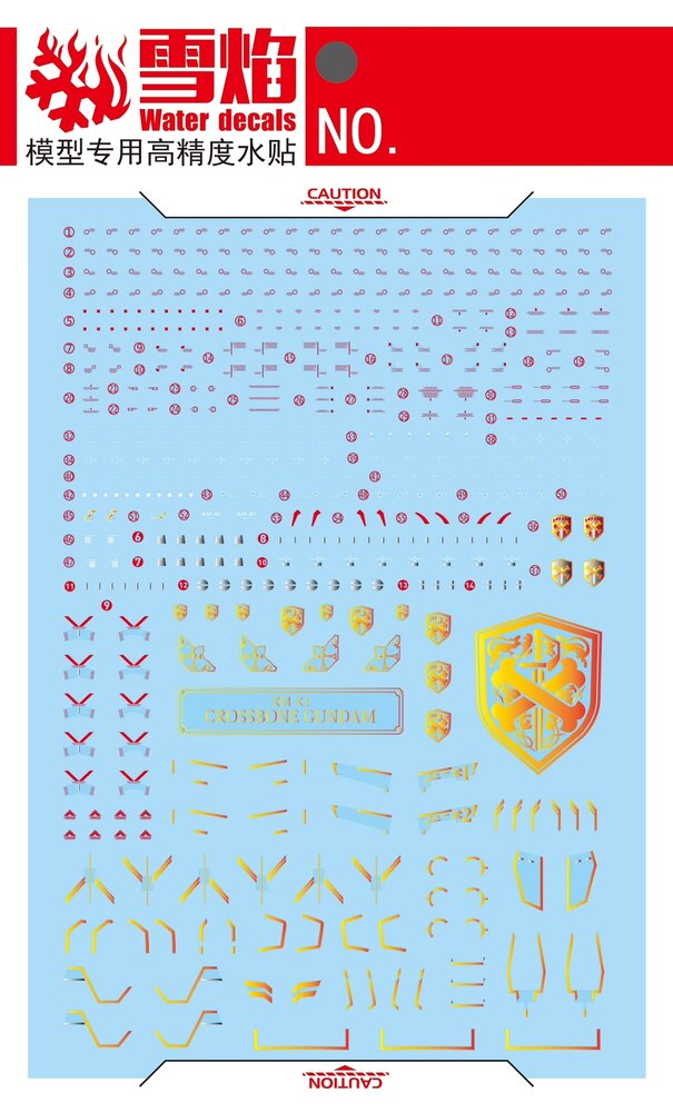 Flaming-Snow RG-31 Crossbone Gundam X1 Fluorescent + Hot Stamping Decals