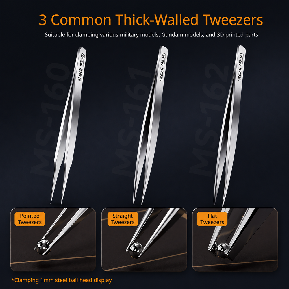 Stedi Thick-Walled Precision Tweezers (Flat) MS-162