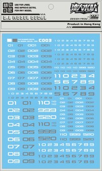 DL-Decal C003WG Numbers White Grey