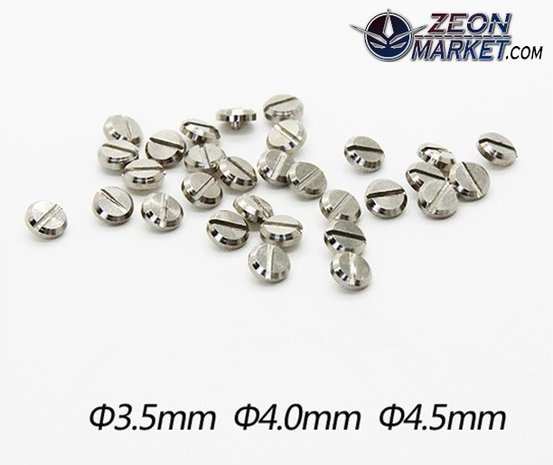 Metal Flat Screw Set of 3, 3.5mm 4.0mm 4.5mm 10pcs each Silver