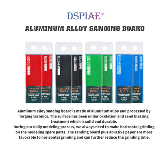 DSPIAE Aluminum Alloy Sanding Board AS-25 3pcs