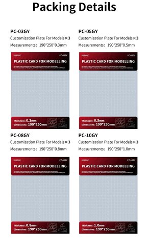 DSPIAE PC Series Pla Plate for Modelling 3pcs. Available in 4 Sizes