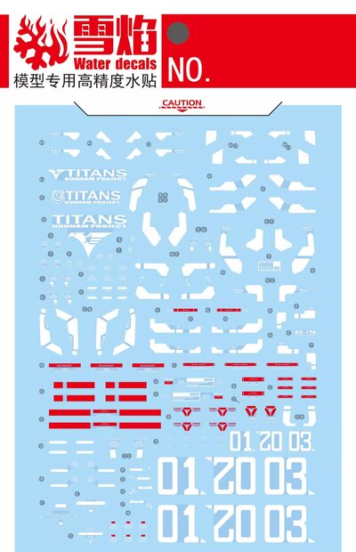Flaming-Snow PG-05 Gundam RX-178 MK II Titans Fluorescent Decals