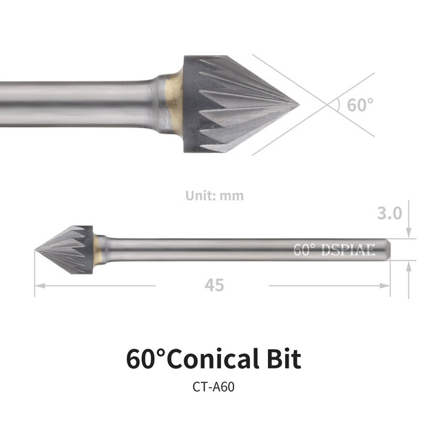 DSPIAE 60&deg; or 90&deg; Conical Bits